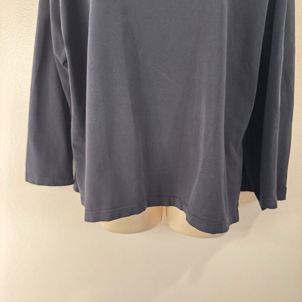 North Star Base Sweatshirt M Black Pullover Mock Neck Ruched Cotton Stretch USA - Picture 3 of 10